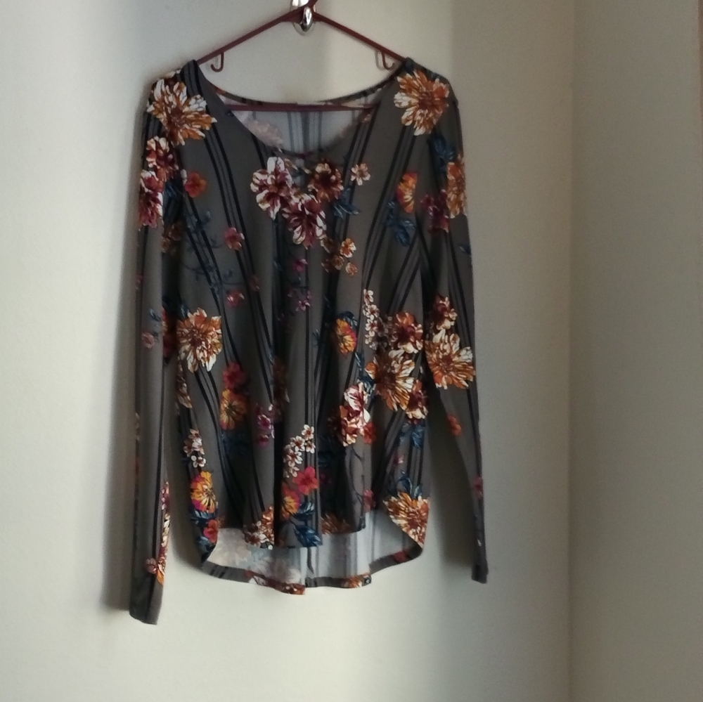 Daytrip Blouse Women Large Multicolors Floral Long Sleeve Top Academia Versatile